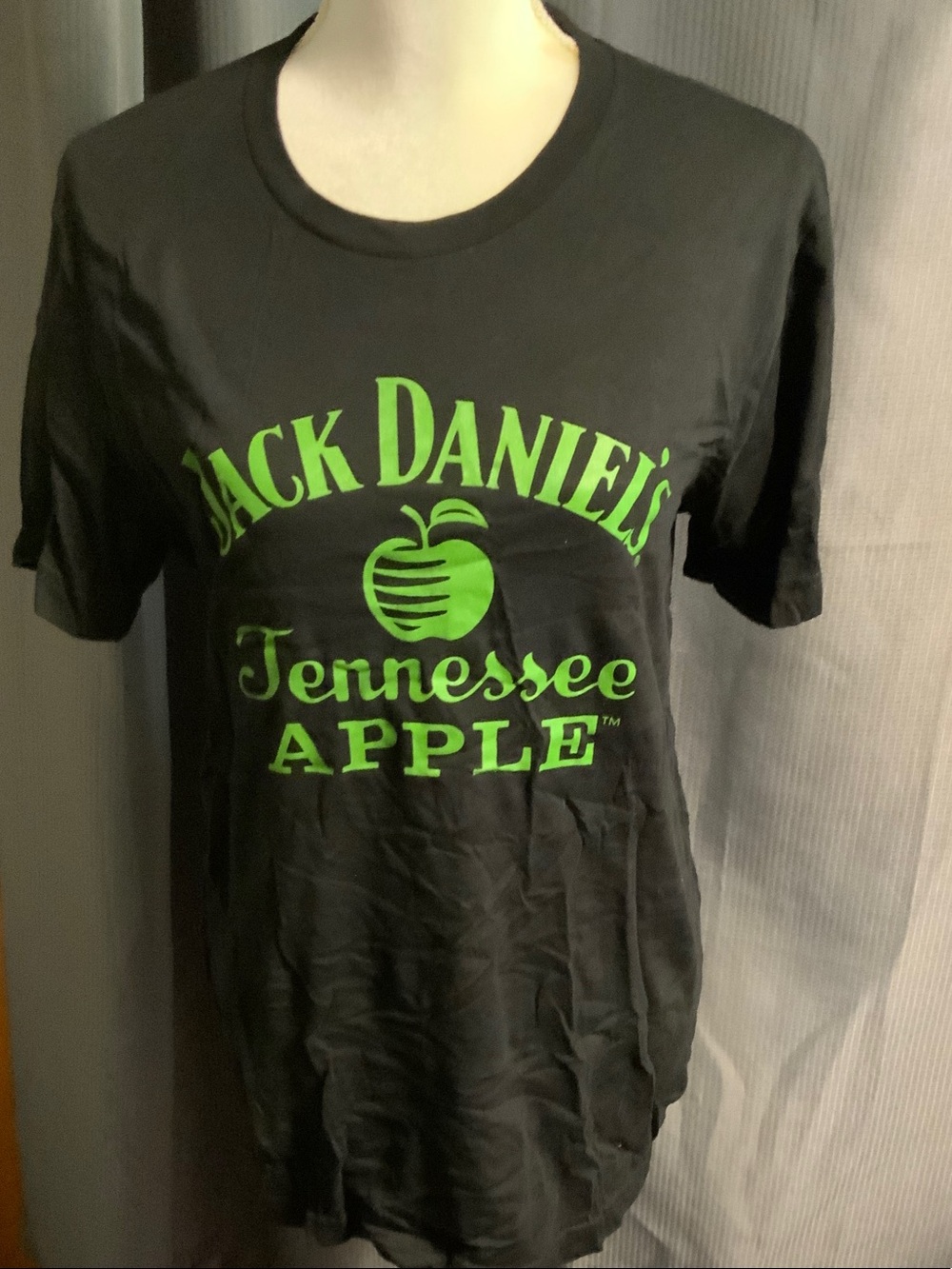 Bella Canvas Black Tee with Green Jack Daniel's Tennessee Apple Logo